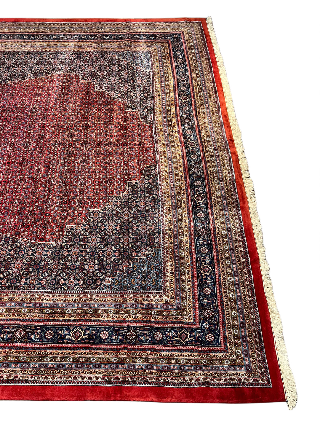 Deep Red &amp; Navy Oversized Bijar Style Rug – 16’0” × 27’8”