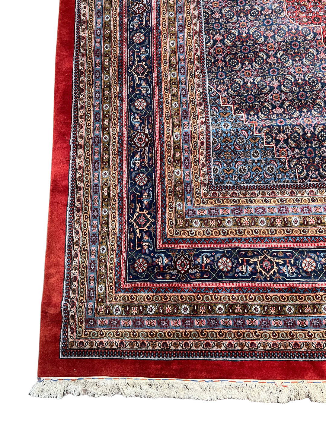 Deep Red &amp; Navy Oversized Bijar Style Rug – 16’0” × 27’8”