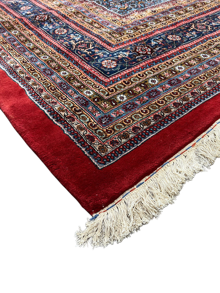 Deep Red &amp; Navy Oversized Bijar Style Rug – 16’0” × 27’8”