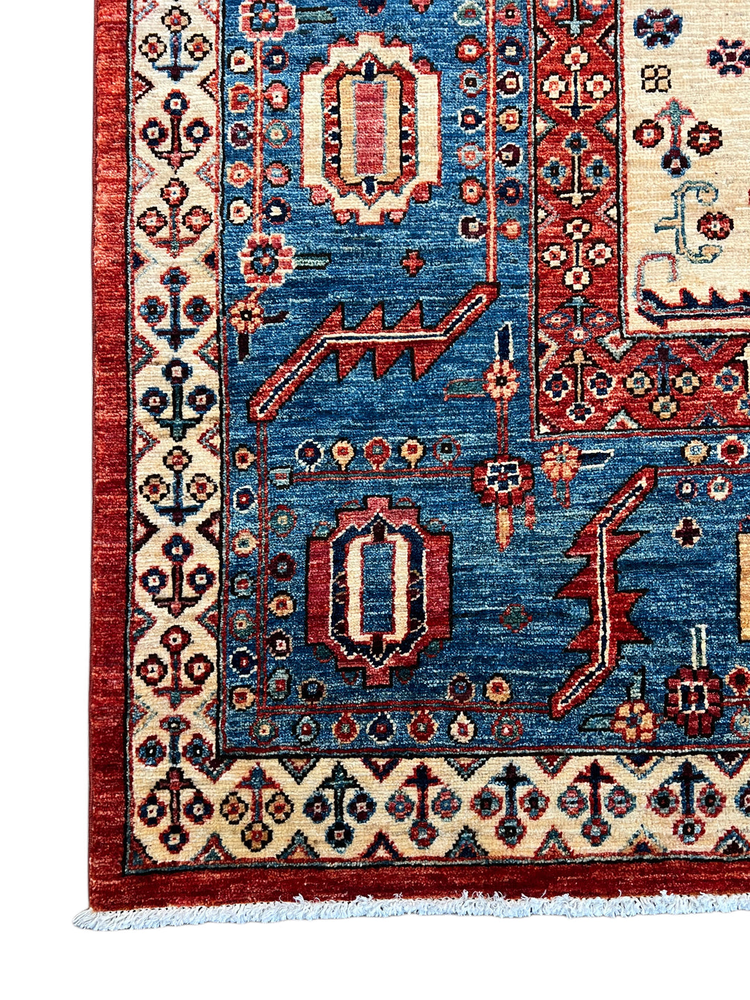 Rust Red &amp; Blue Geometric Medallion Rug – 9’2” × 14’7”