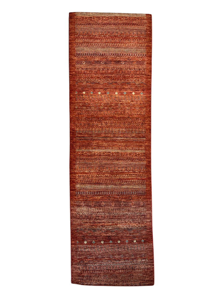 Rust &amp; Burnt Orange Tribal Wool Runner Rug – 2.10’ x 9.5’