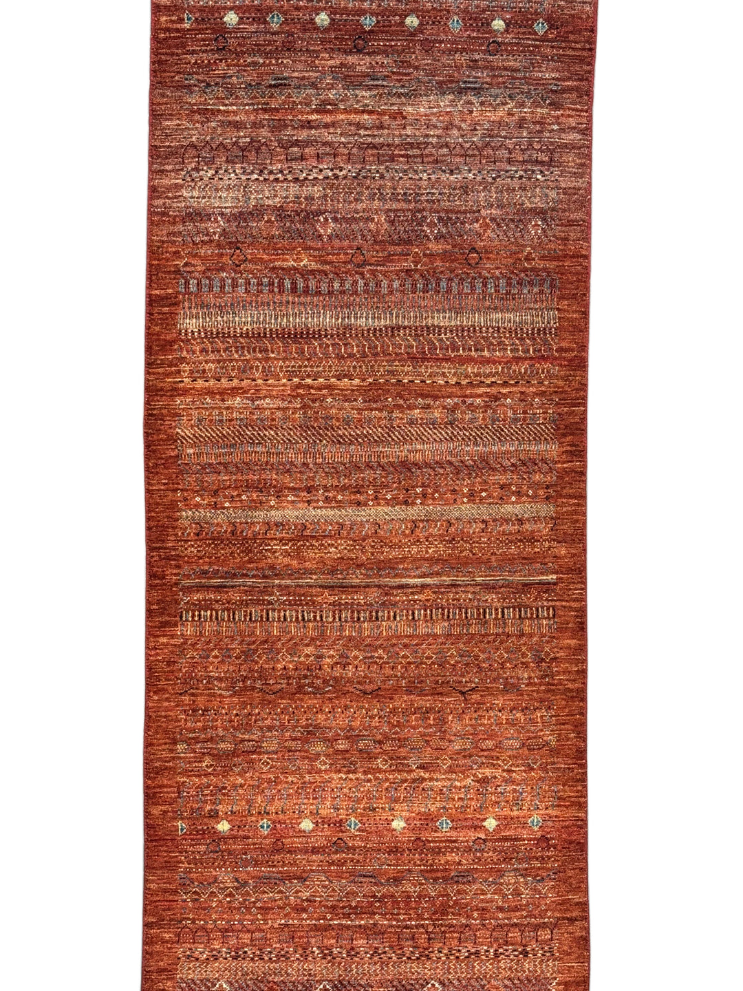 Rust &amp; Burnt Orange Tribal Wool Runner Rug – 2.10’ x 9.5’