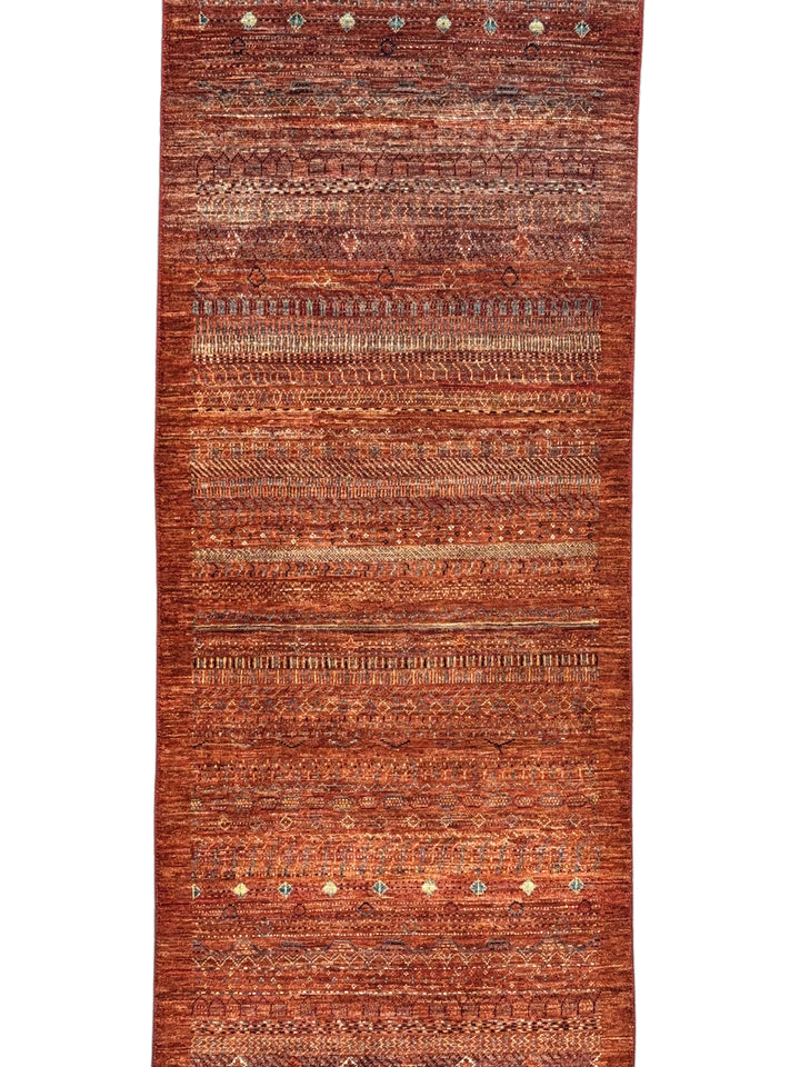 Rust &amp; Burnt Orange Tribal Wool Runner Rug – 2.10’ x 9.5’