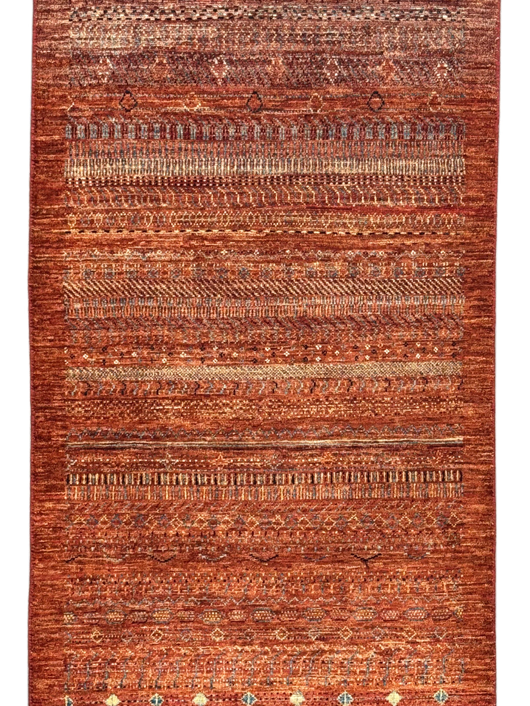 Rust &amp; Burnt Orange Tribal Wool Runner Rug – 2.10’ x 9.5’