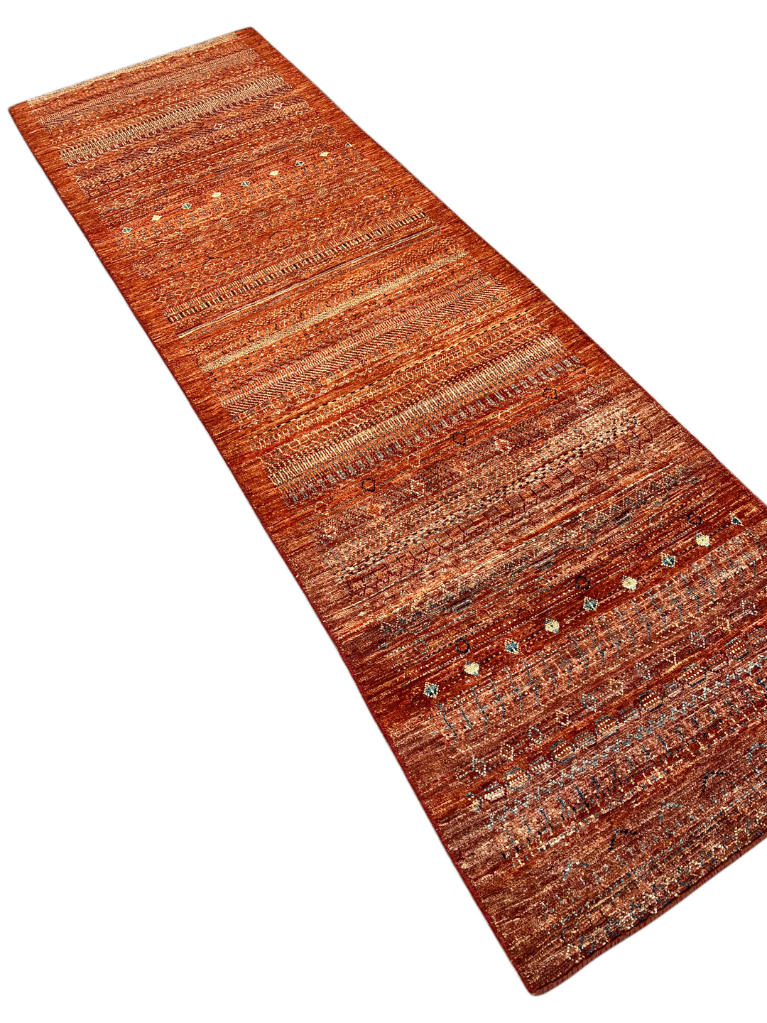 Rust &amp; Burnt Orange Tribal Wool Runner Rug – 2.10’ x 9.5’