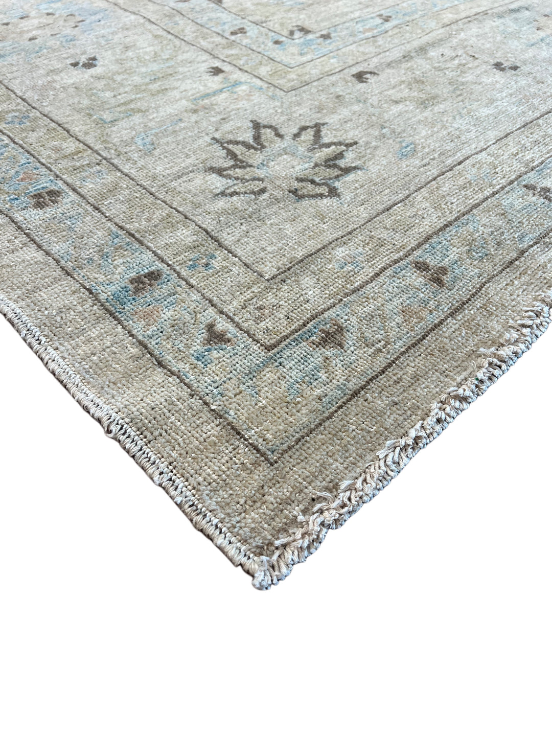Soft Beige &amp; Light Blue Floral Wool Rug – 10’5” × 13’9”