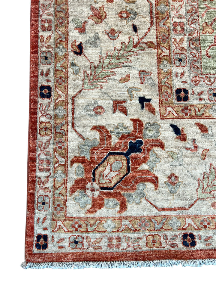 Ivory, Sage &amp; Rust Panel Garden Design Rug – 8’11” × 11’9”