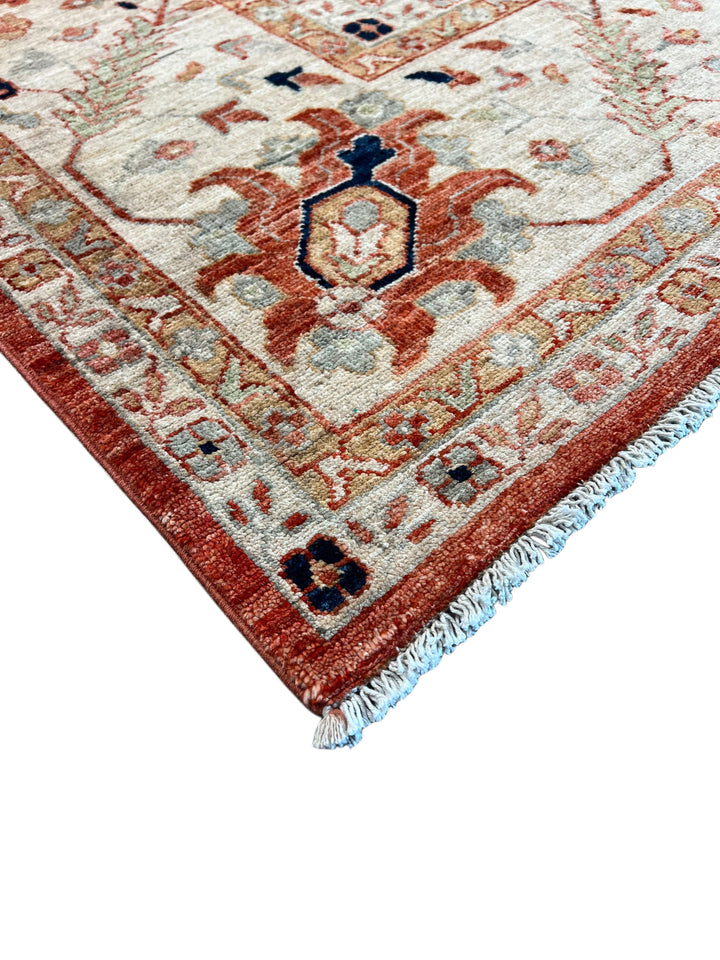 Ivory, Sage &amp; Rust Panel Garden Design Rug – 8’11” × 11’9”