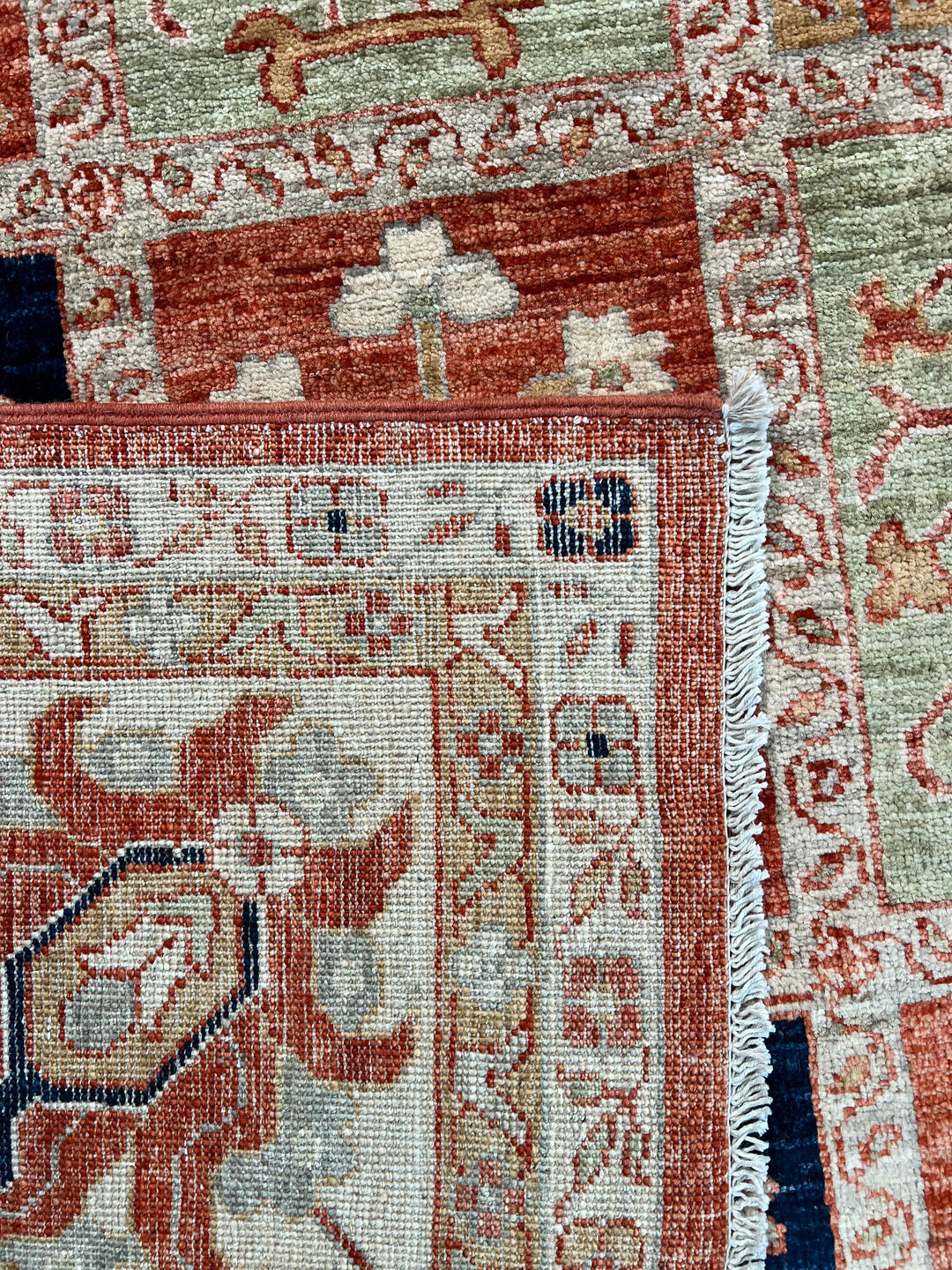 Ivory, Sage &amp; Rust Panel Garden Design Rug – 8’11” × 11’9”