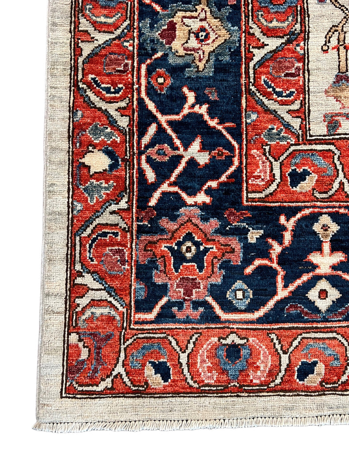 Ivory, Rust &amp; Navy Geometric Wool Rug – 8’10” x 11’9”