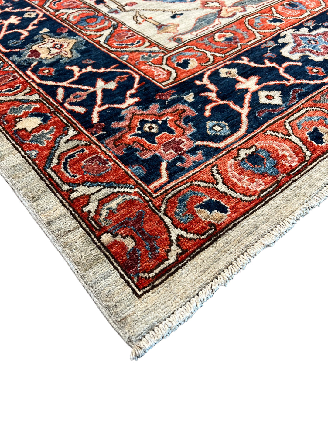 Ivory, Rust &amp; Navy Geometric Wool Rug – 8’10” x 11’9”