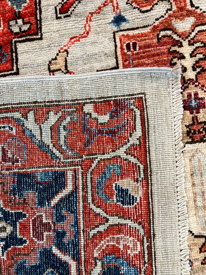 Ivory, Rust &amp; Navy Geometric Wool Rug – 8’10” x 11’9”