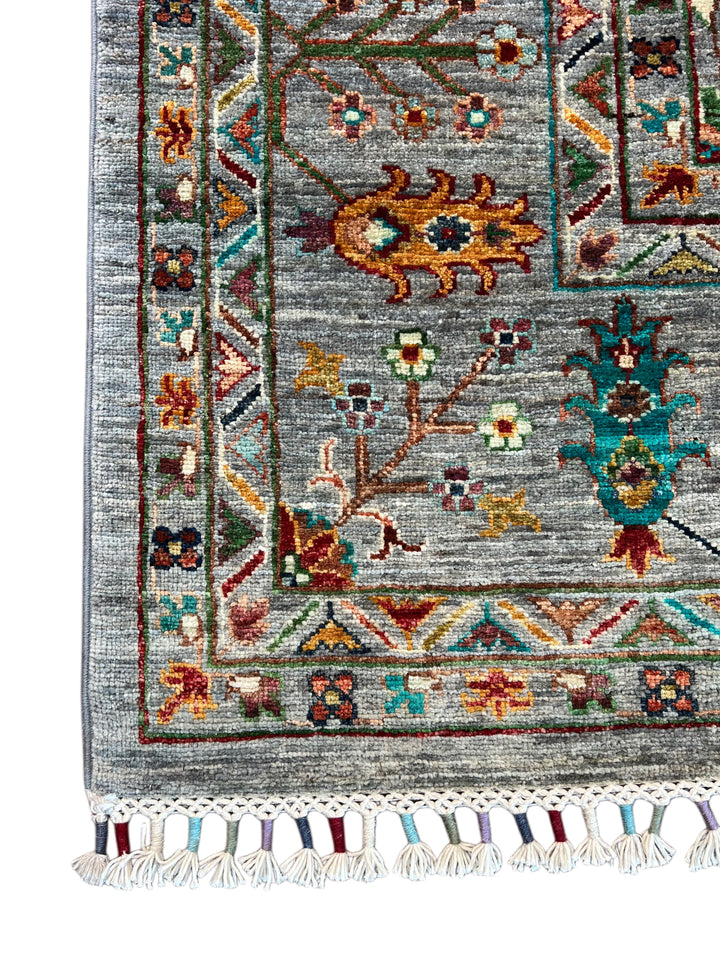 Soft Grey &amp; Multicolor Traditional Floral Wool Rug – 8’3” x 11’5”
