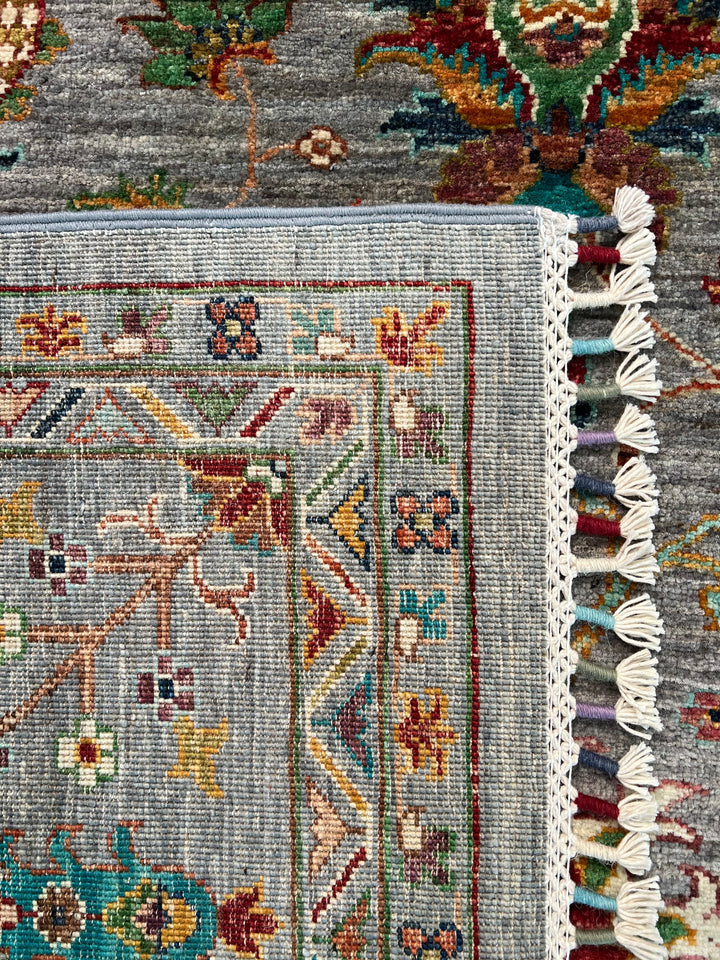 Soft Grey &amp; Multicolor Traditional Floral Wool Rug – 8’3” x 11’5”