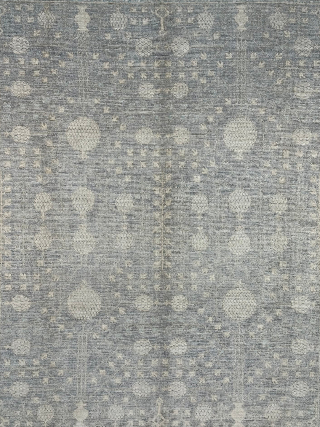 Light Blue &amp; Ivory Botanical Wool Rug – 8’4” x 10’2”