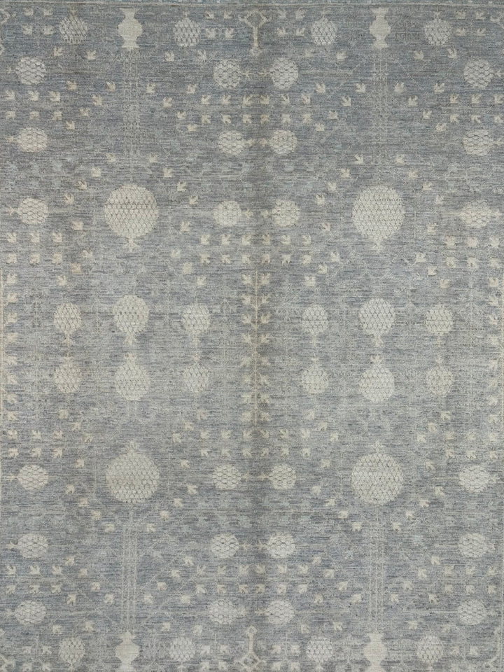 Light Blue &amp; Ivory Botanical Wool Rug – 8’4” x 10’2”