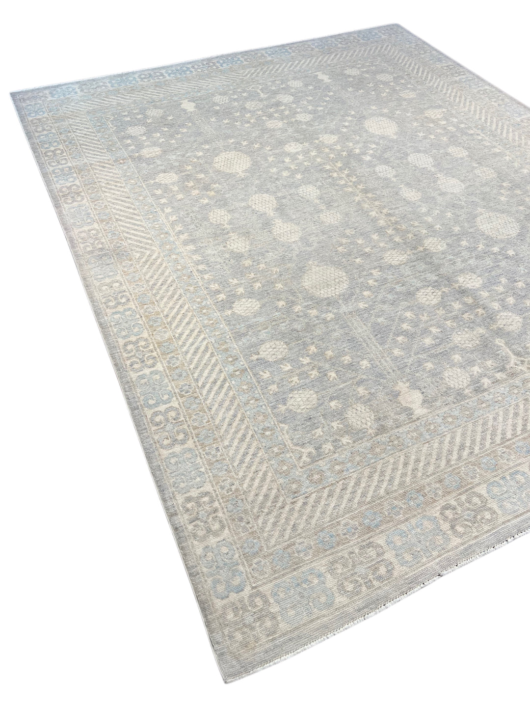 Light Blue &amp; Ivory Botanical Wool Rug – 8’4” x 10’2”