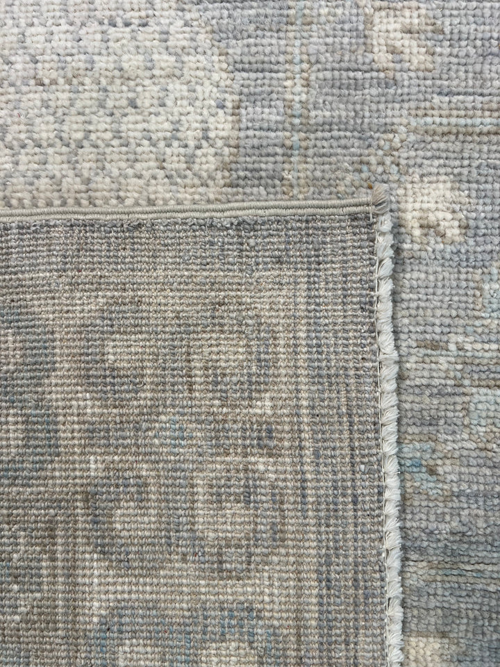 Light Blue &amp; Ivory Botanical Wool Rug – 8’4” x 10’2”