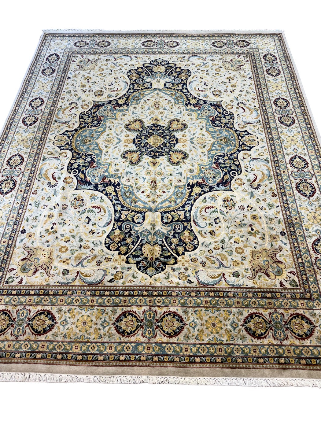 Taupe &amp; Navy Traditional Wool Rug – 8’0” x 10’2”