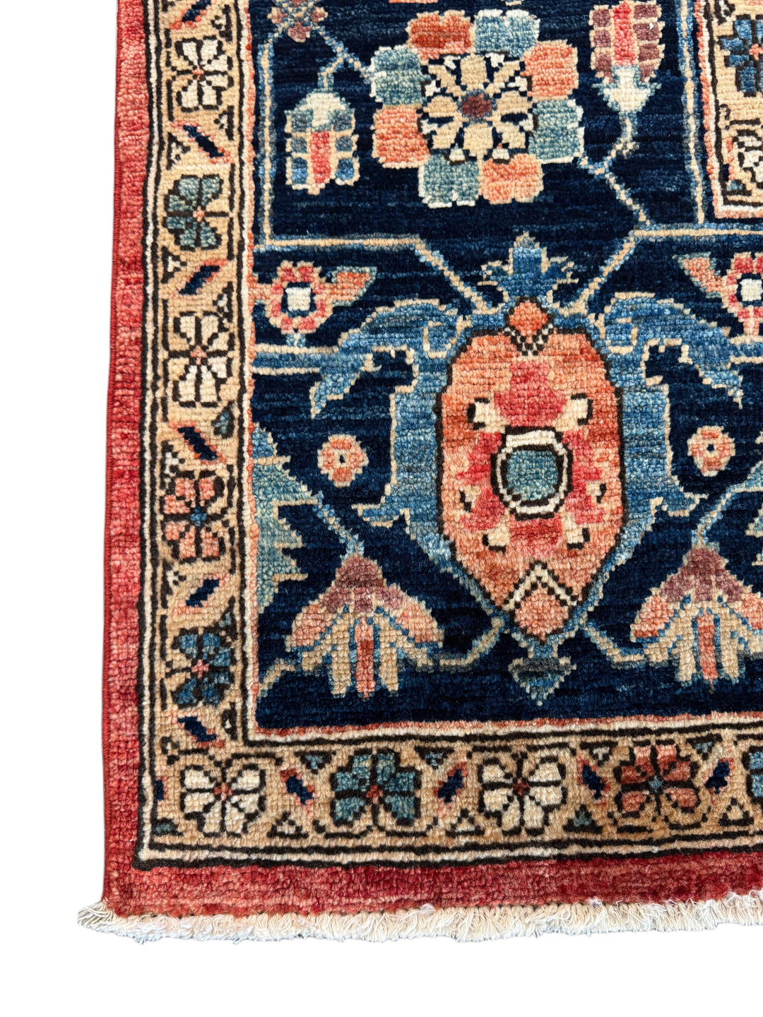 Brick Red, Navy &amp; Ivory Geometric Medallion Rug – 9’5” x 11’9”