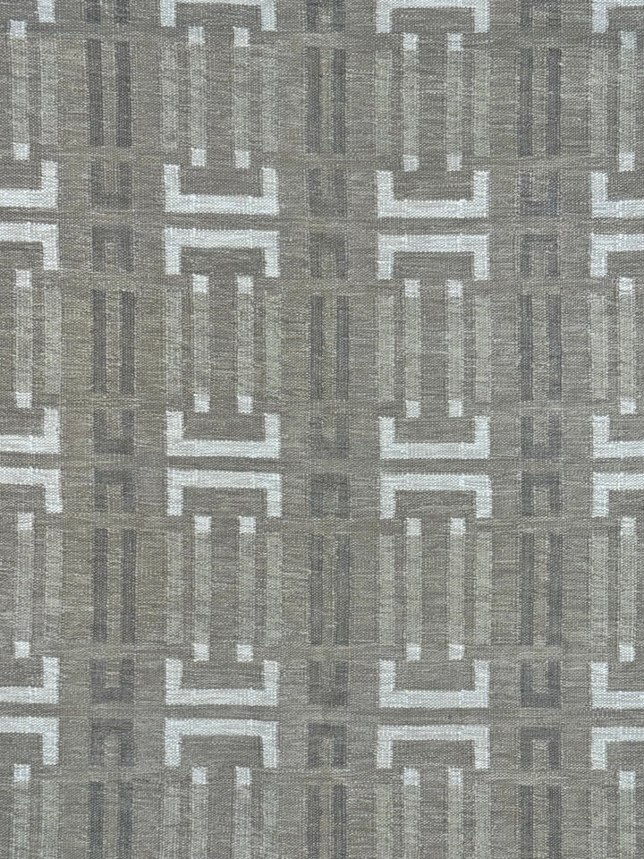 Taupe Gray &amp; Ivory Geometric Pet-Friendly Flatweave Rug – 11’6” x 14’10”