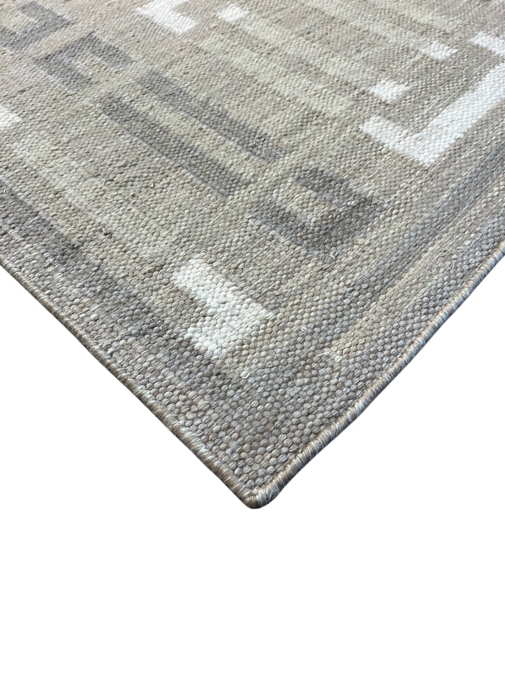 Taupe Gray &amp; Ivory Geometric Pet-Friendly Flatweave Rug – 11’6” x 14’10”