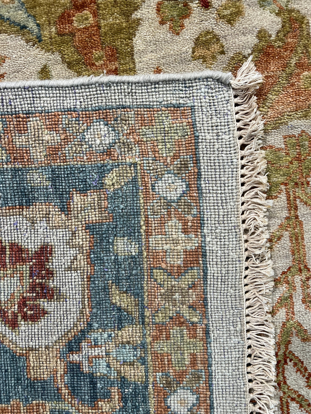 Ivory &amp; Blue Botanical Tree Design Rug – 9’11” x 13’10”