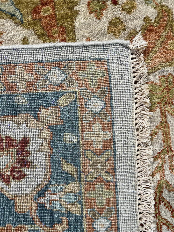 Ivory &amp; Blue Botanical Tree Design Rug – 9’11” x 13’10”