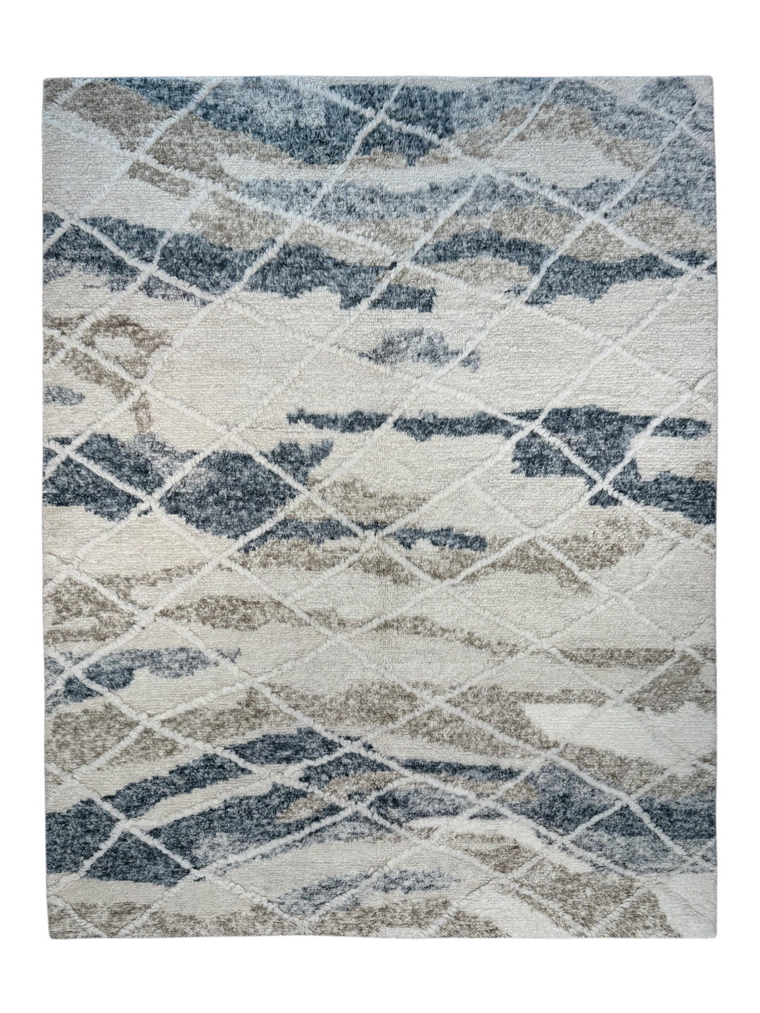 Ivory, Charcoal &amp; Taupe Moroccan Style Plush Rug – 9’2” x 11’10”