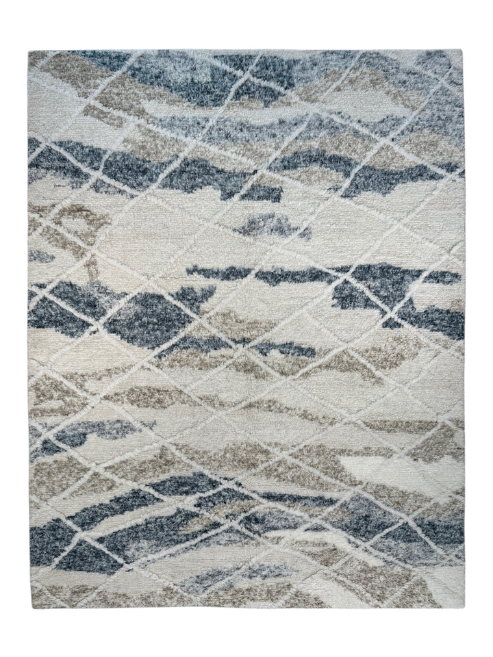 Ivory, Charcoal &amp; Taupe Moroccan Style Plush Rug – 9’2” x 11’10”