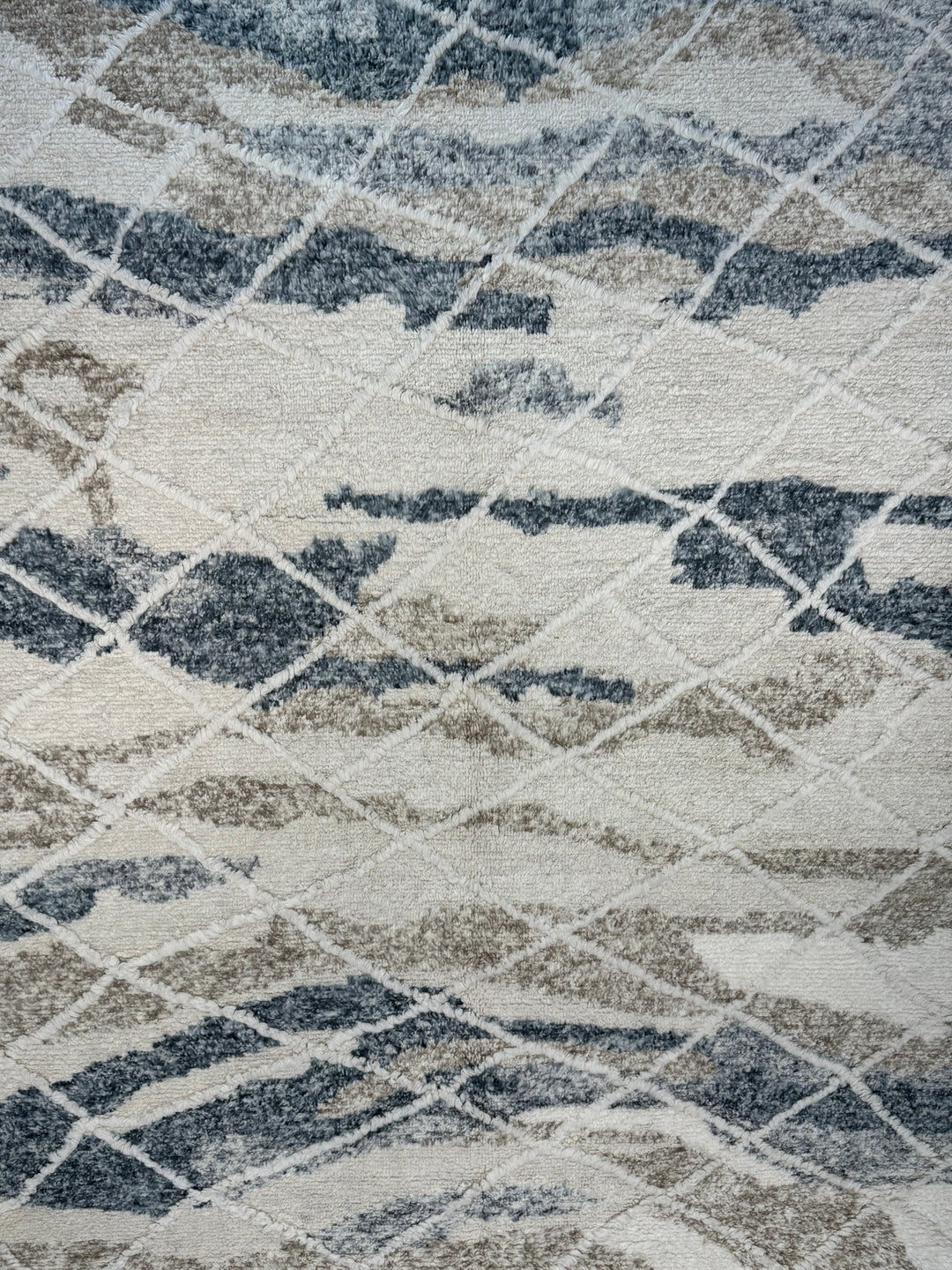 Ivory, Charcoal &amp; Taupe Moroccan Style Plush Rug – 9’2” x 11’10”