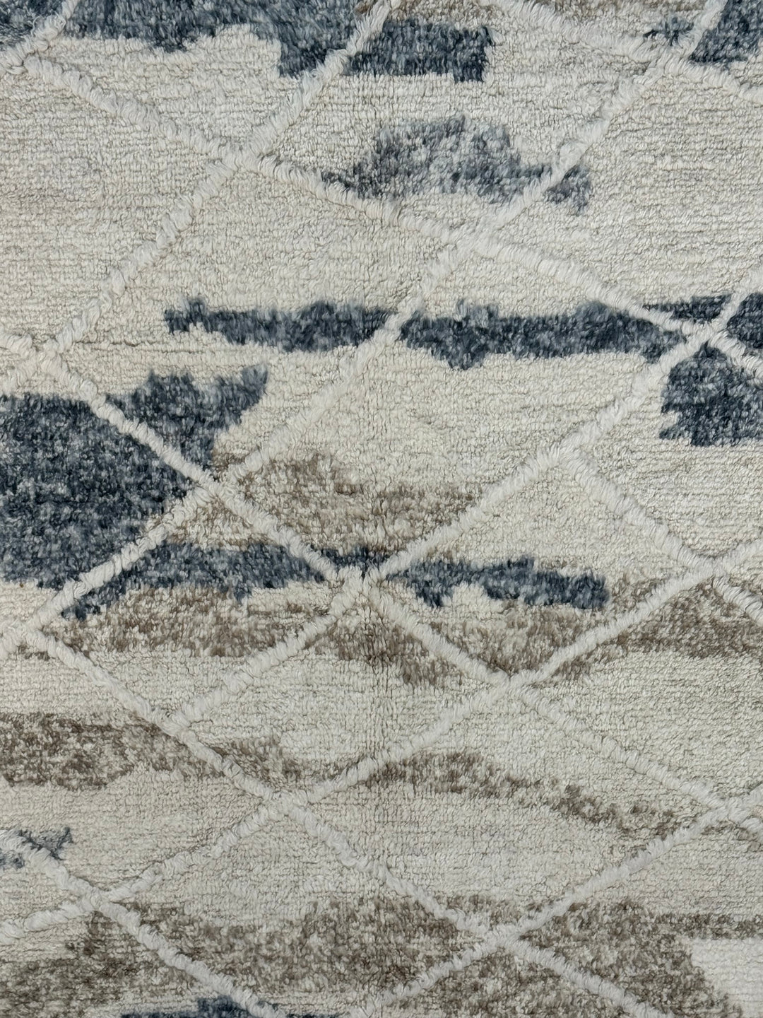 Ivory, Charcoal &amp; Taupe Moroccan Style Plush Rug – 9’2” x 11’10”