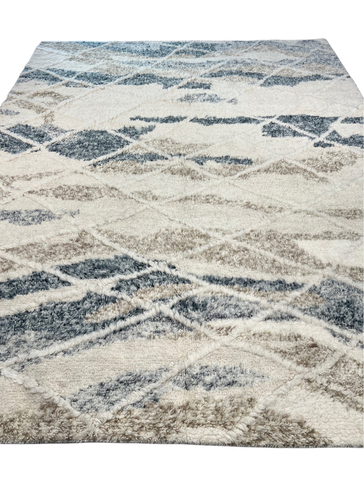 Ivory, Charcoal &amp; Taupe Moroccan Style Plush Rug – 9’2” x 11’10”
