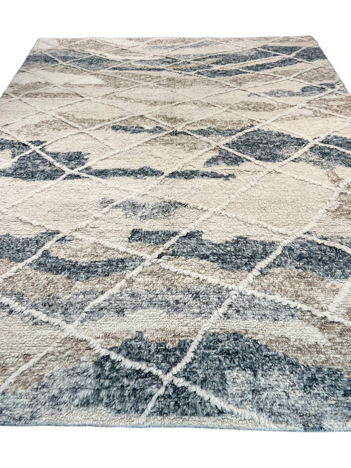 Ivory, Charcoal &amp; Taupe Moroccan Style Plush Rug – 9’2” x 11’10”