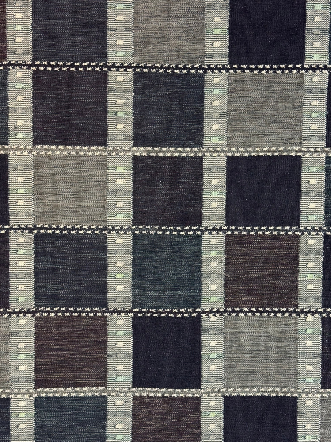 Charcoal &amp; Deep Teal Geometric Flatweave Rug – 9’2” x 12’0”