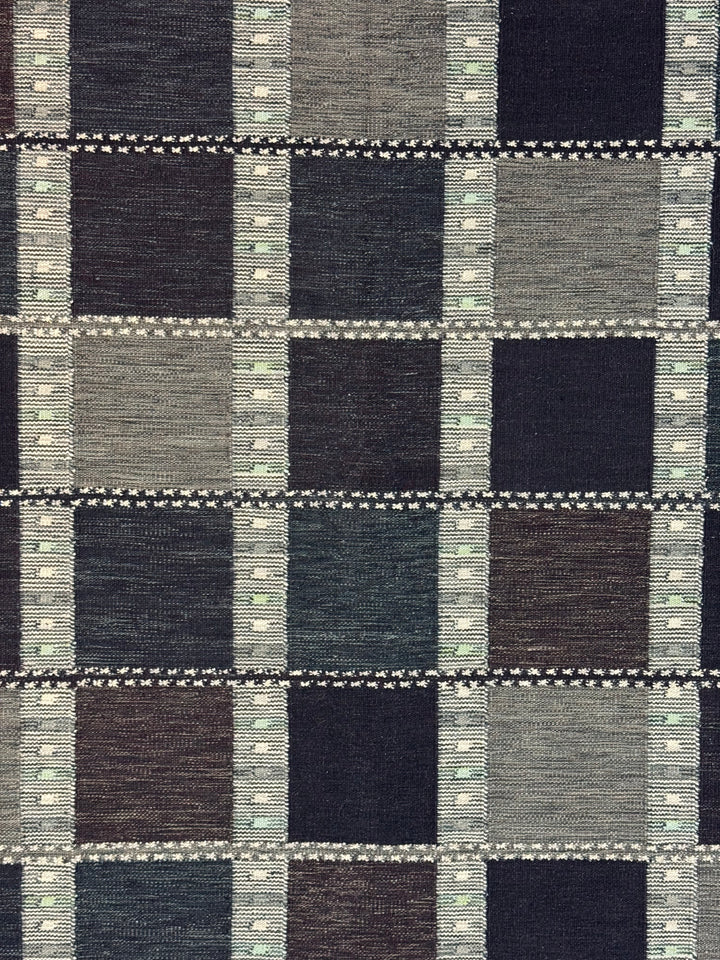 Charcoal &amp; Deep Teal Geometric Flatweave Rug – 9’2” x 12’0”
