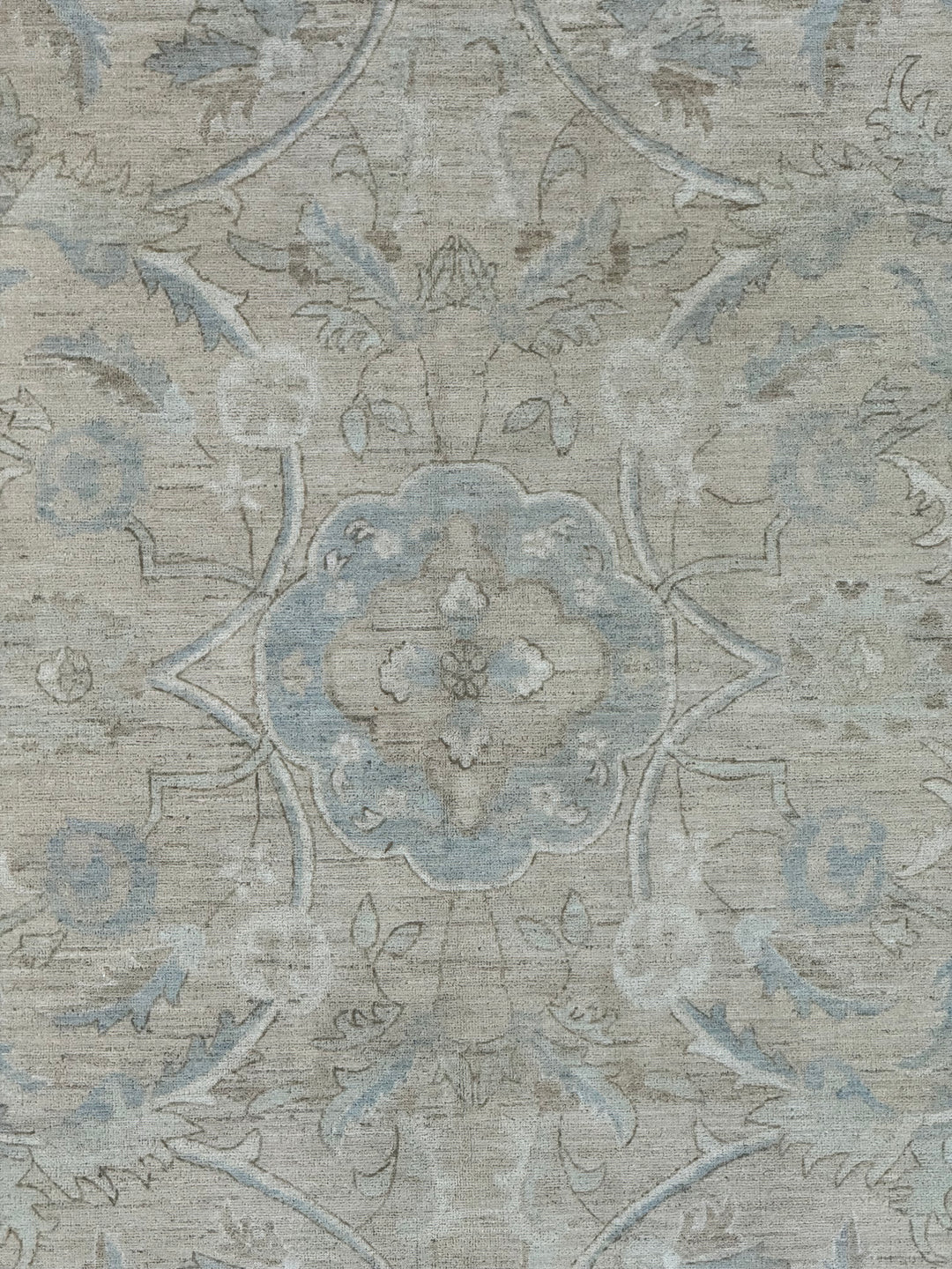 Soft Blue &amp; Taupe Fine-Weave Floral Rug – 8’9” x 12’2”