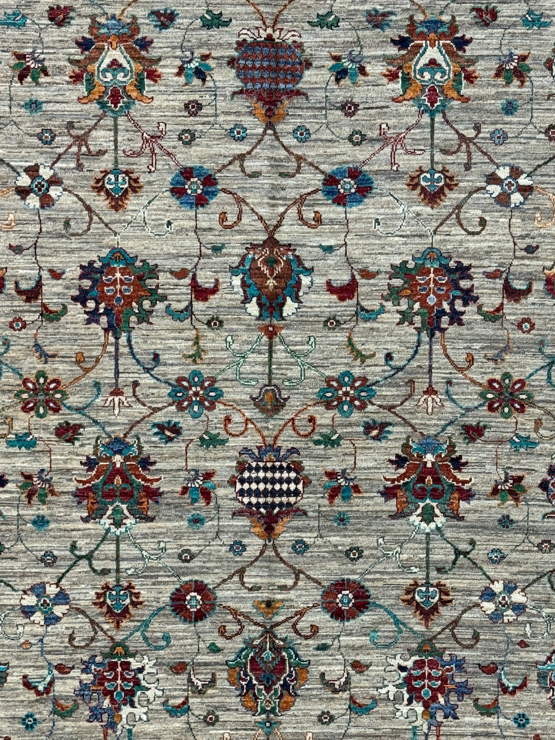 Soft Gray &amp; Teal Multicolor Floral Rug – 8’1” x 11’5”