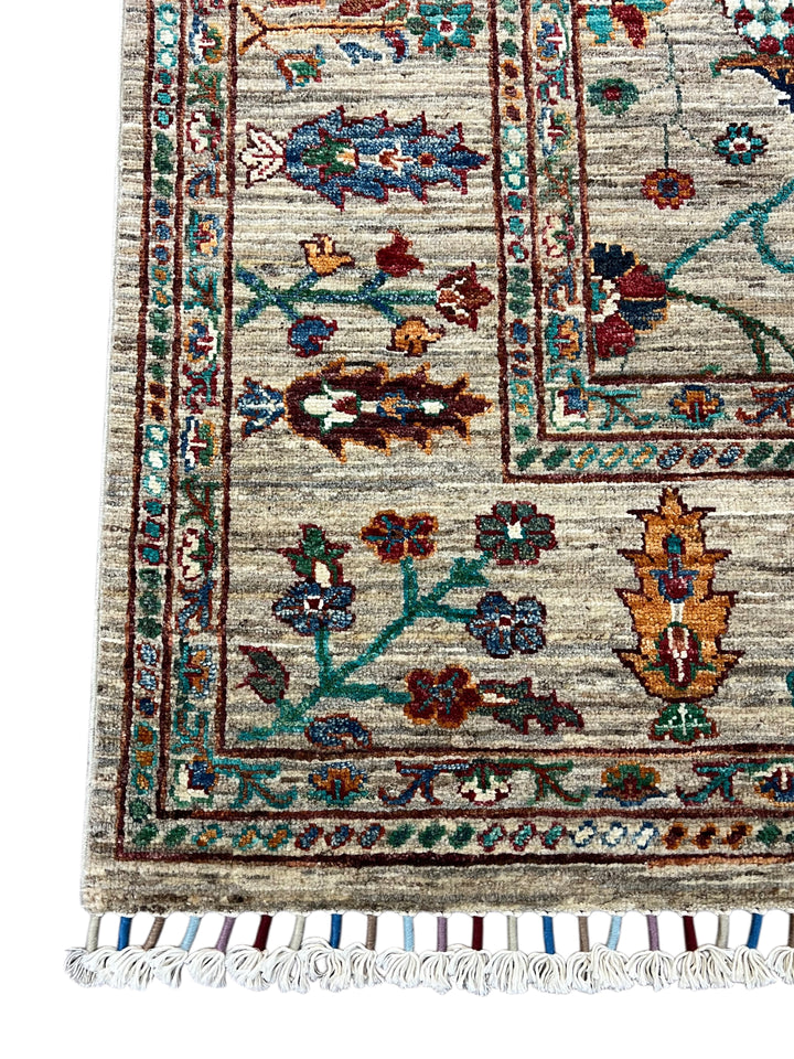 Soft Gray &amp; Teal Multicolor Floral Rug – 8’1” x 11’5”