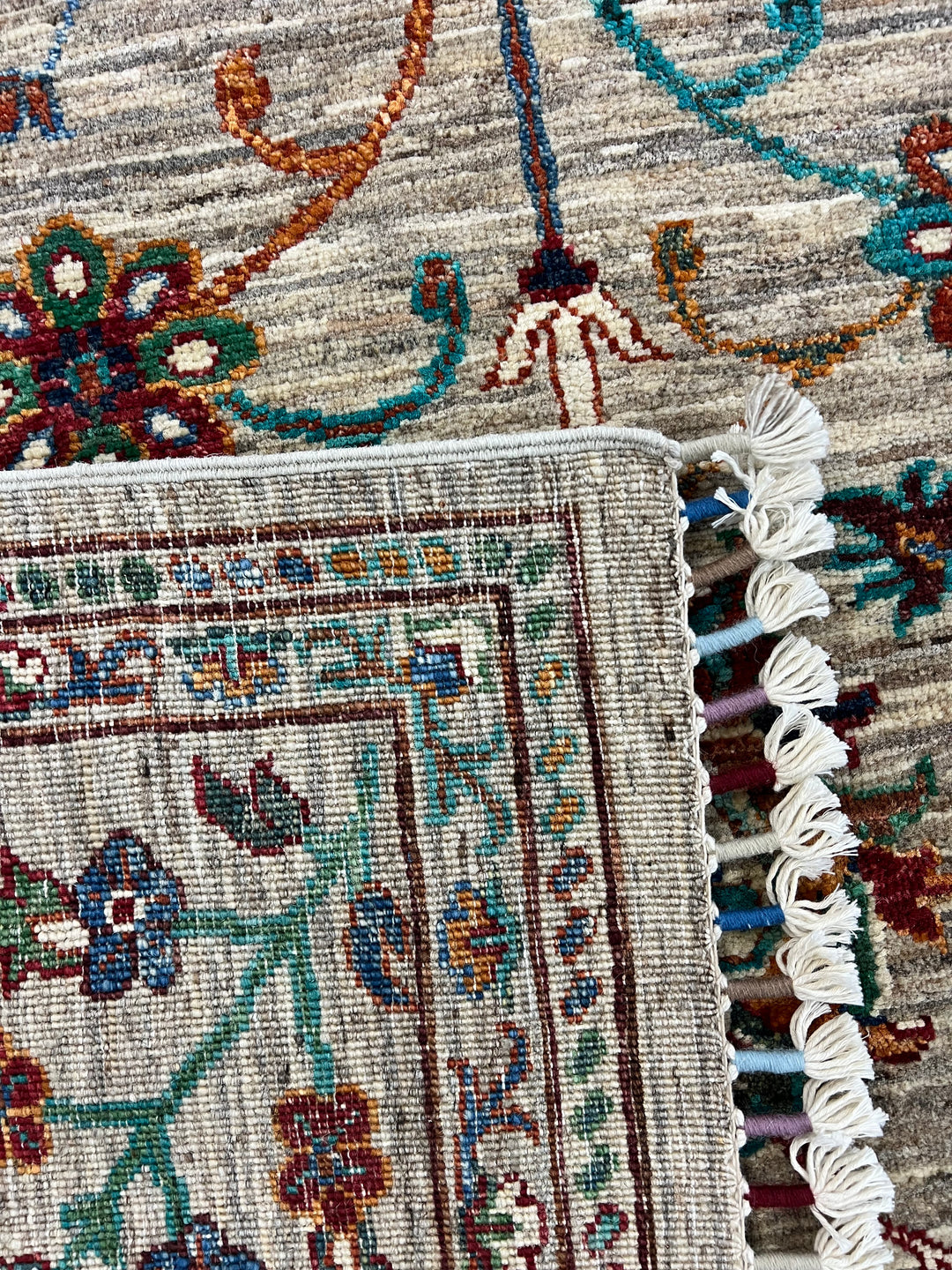 Soft Gray &amp; Teal Multicolor Floral Rug – 8’1” x 11’5”