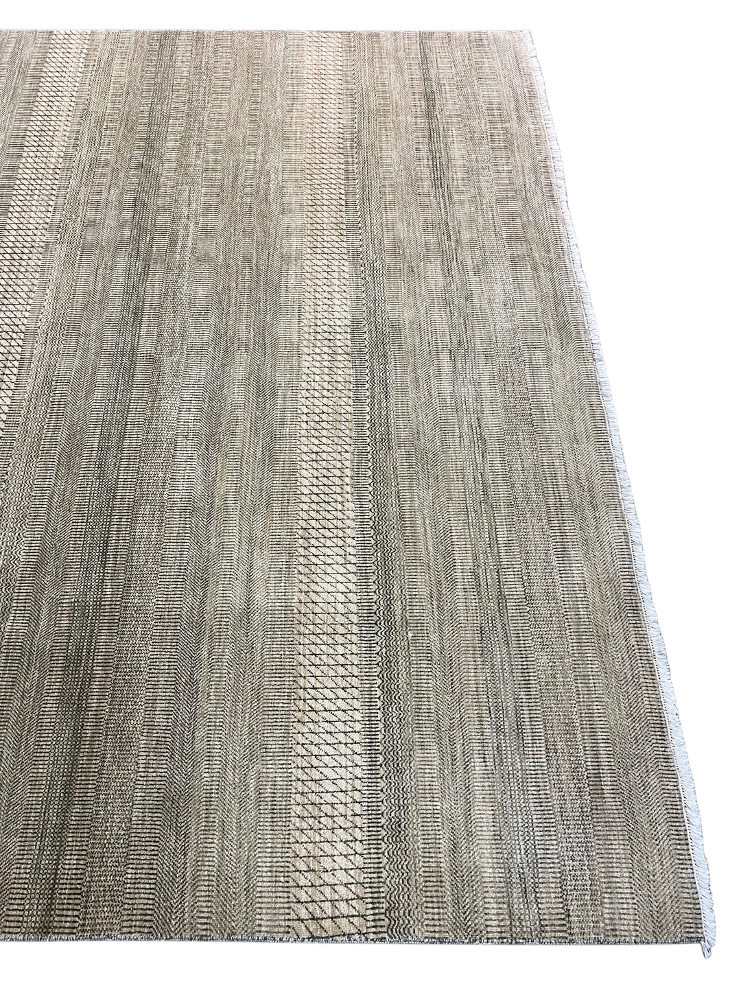 Gray &amp; Taupe Textured Geometric Wool Rug – 8’10” x 12’4”