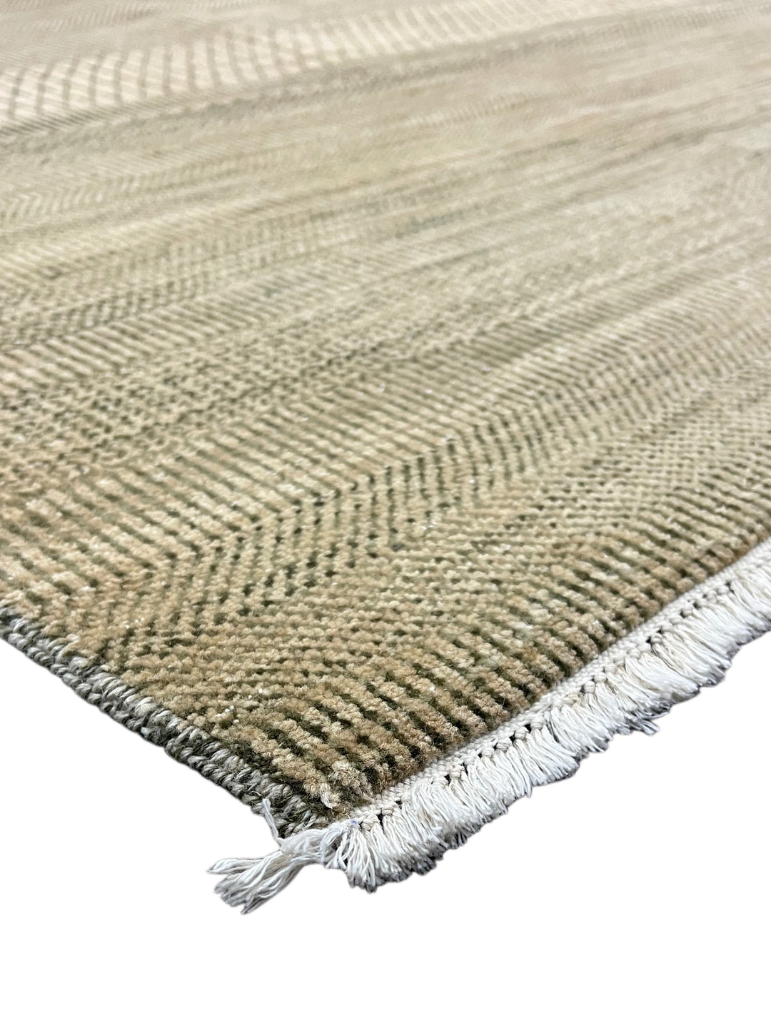 Gray &amp; Taupe Textured Geometric Wool Rug – 8’10” x 12’4”