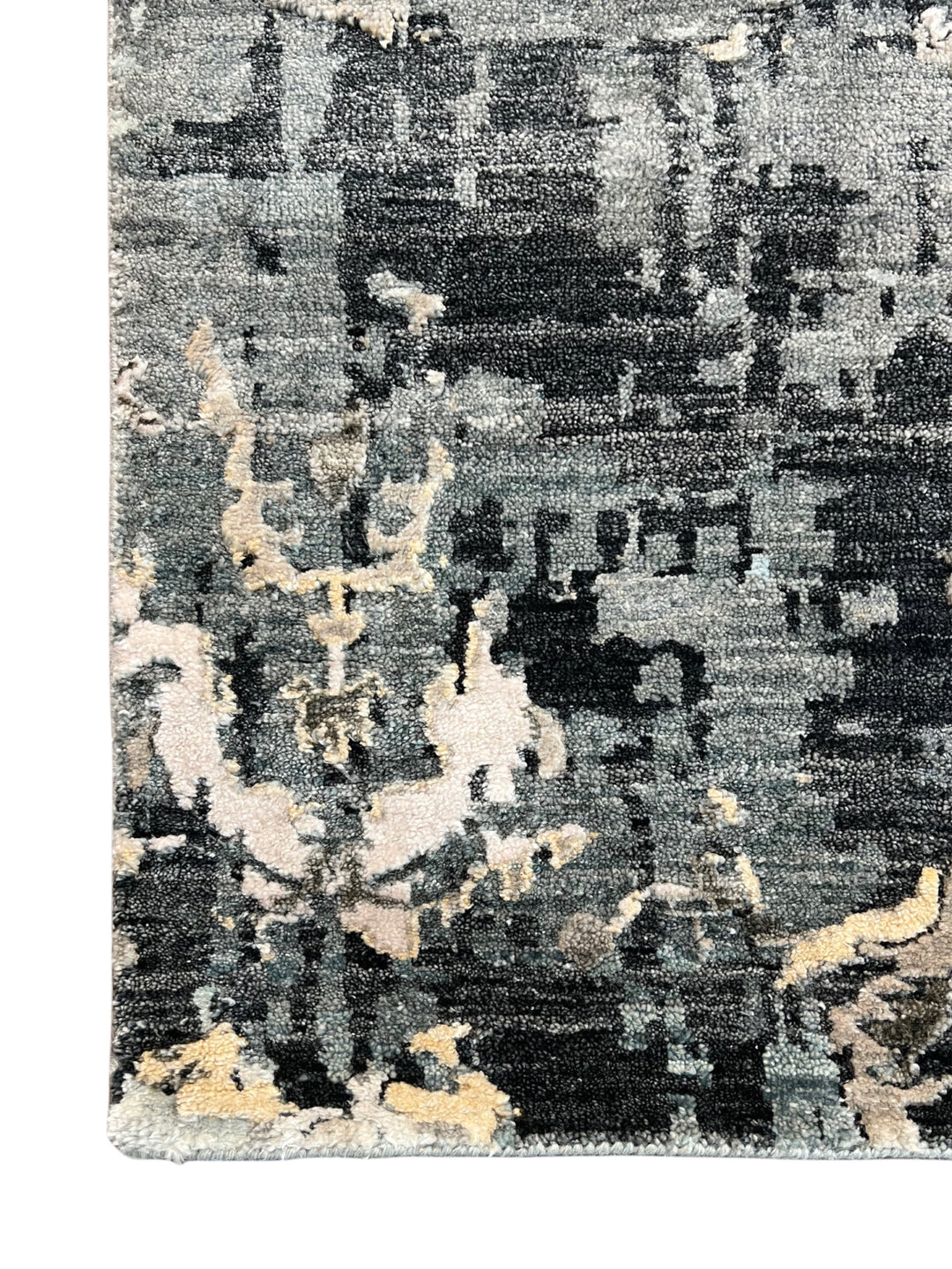 Grey &amp; Blue Abstract Distressed Rug with Ivory &amp; Peach – 8’10” x 11’7”