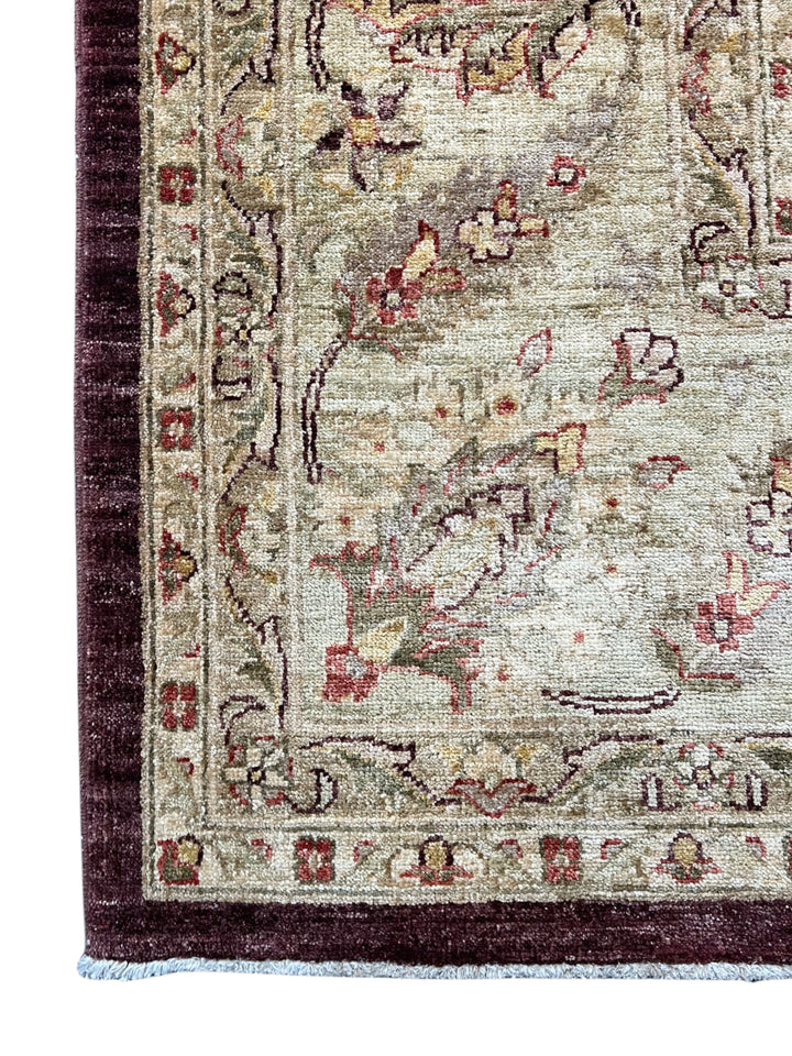 Burgundy &amp; Sage Traditional Floral Wool Rug – 9’2” x 12’2”