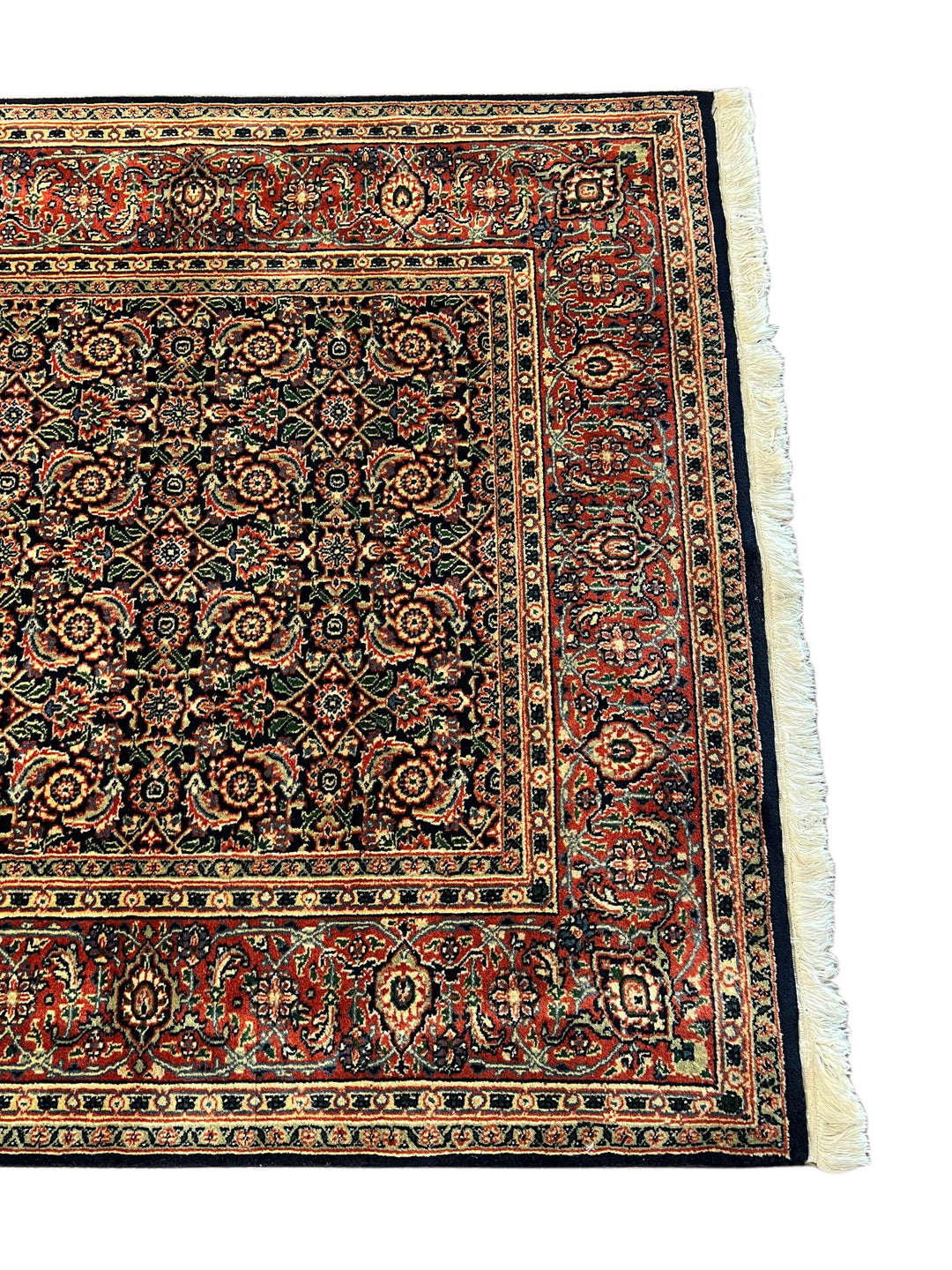 Navy &amp; Rust Floral Classic Agra Runner Rug – 4’0” x 15’1”