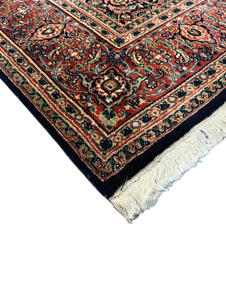 Navy &amp; Rust Floral Classic Agra Runner Rug – 4’0” x 15’1”