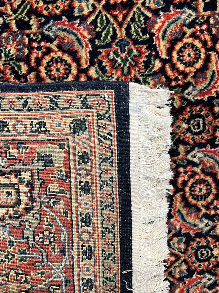 Navy &amp; Rust Floral Classic Agra Runner Rug – 4’0” x 15’1”