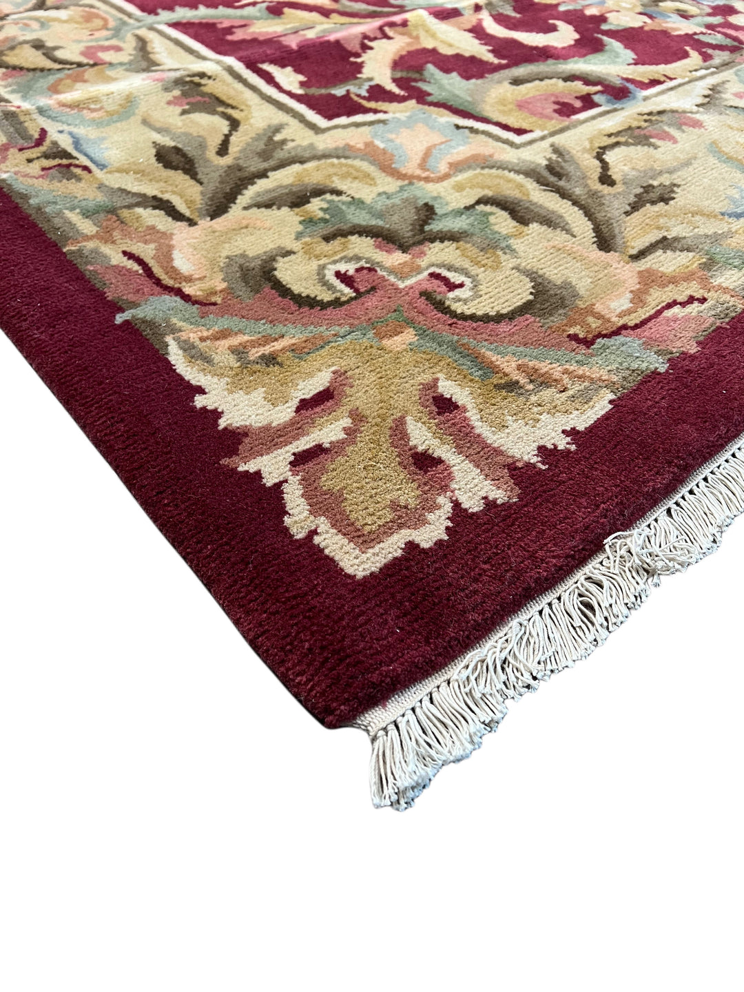 Ivory &amp; Burgundy French Savonnerie Style Rug – 12’0” x 14’9”
