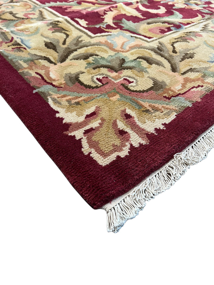 Ivory &amp; Burgundy French Savonnerie Style Rug – 12’0” x 14’9”