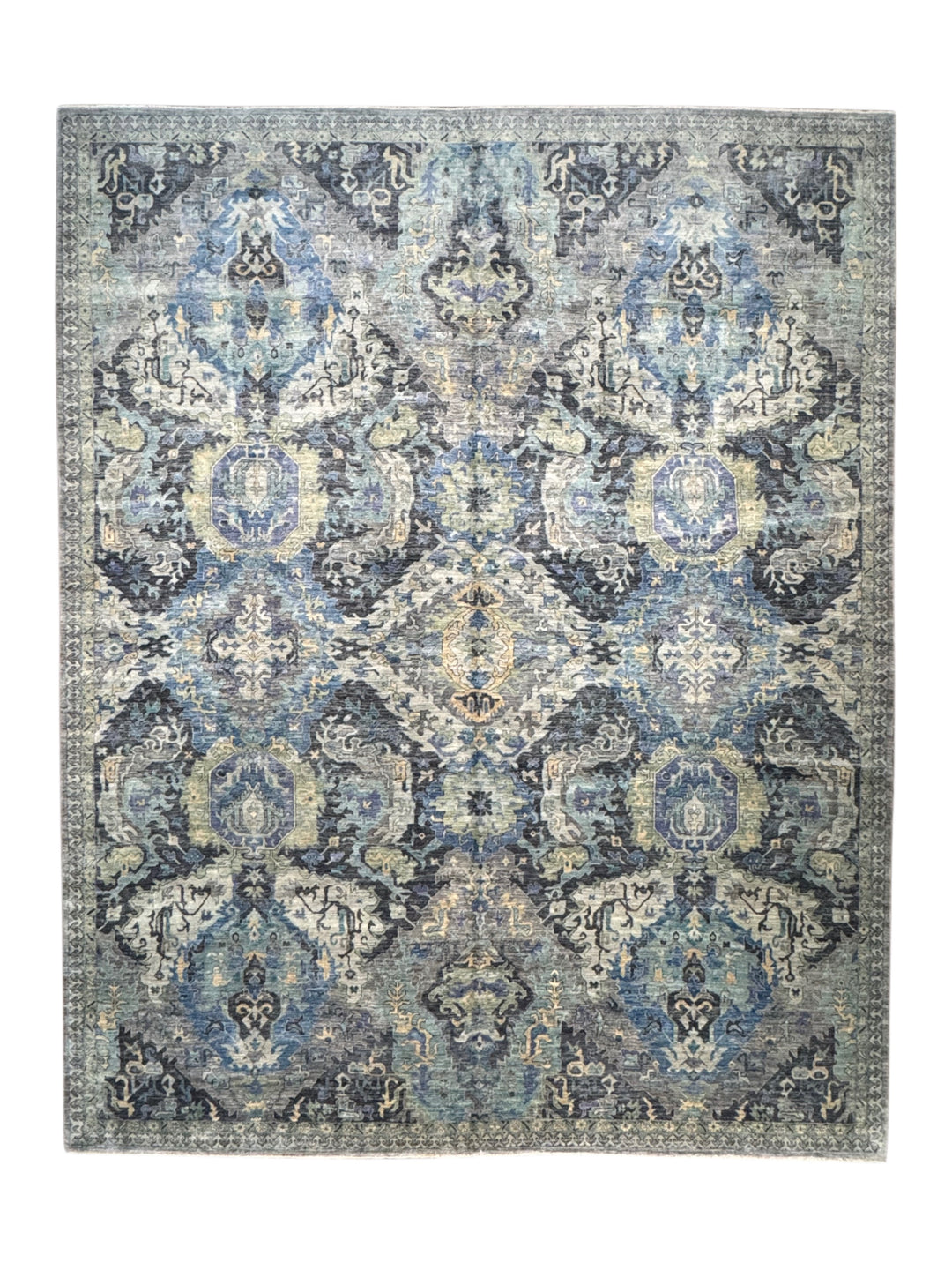 Slate Blue, Charcoal &amp; Aqua Ornamental Rug – 11’8” x 14’9”